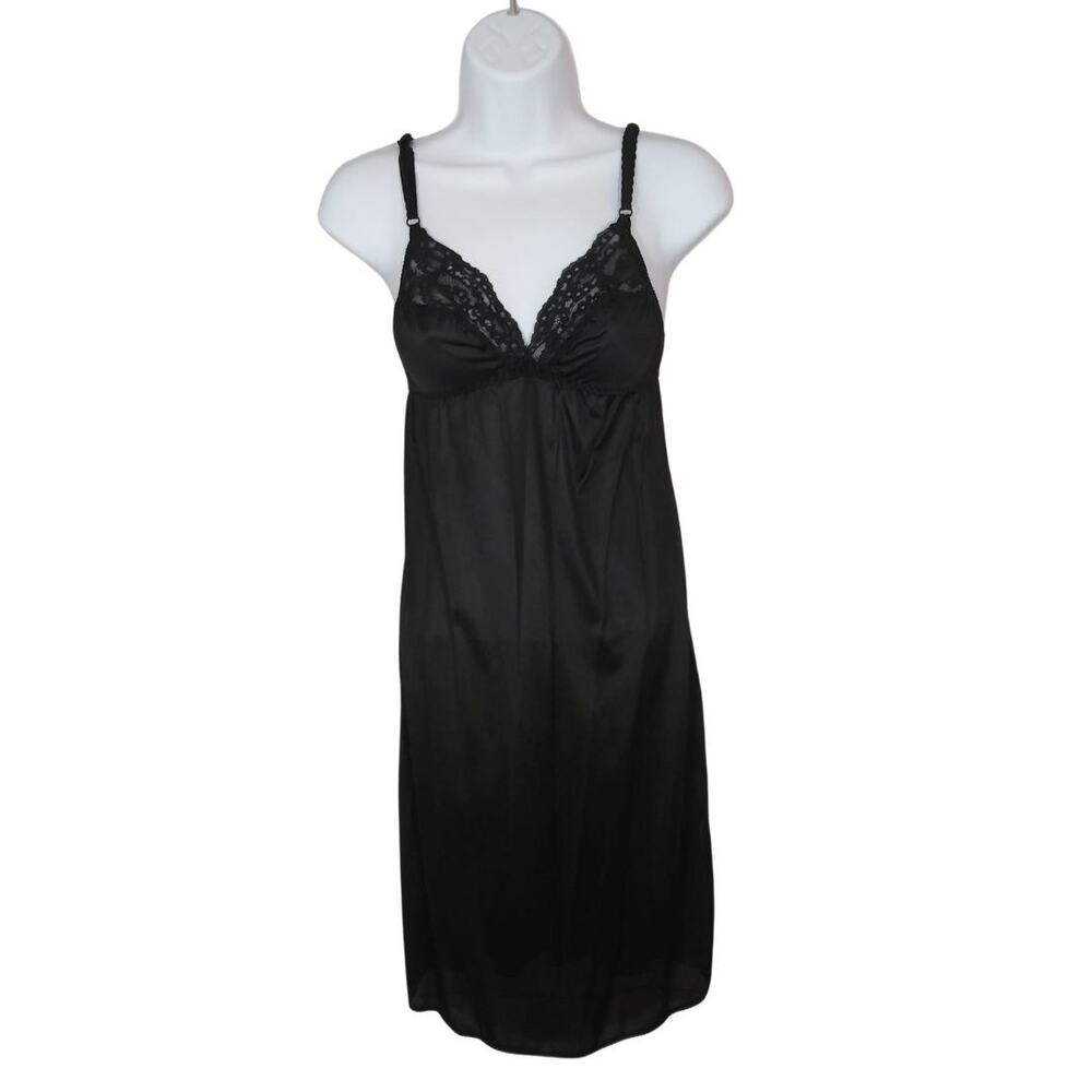 Vintage Maidenform Black Lace Accent Slip Dress Fairy Grunge Pinup Sz 34 Small - Picture 7 of 7